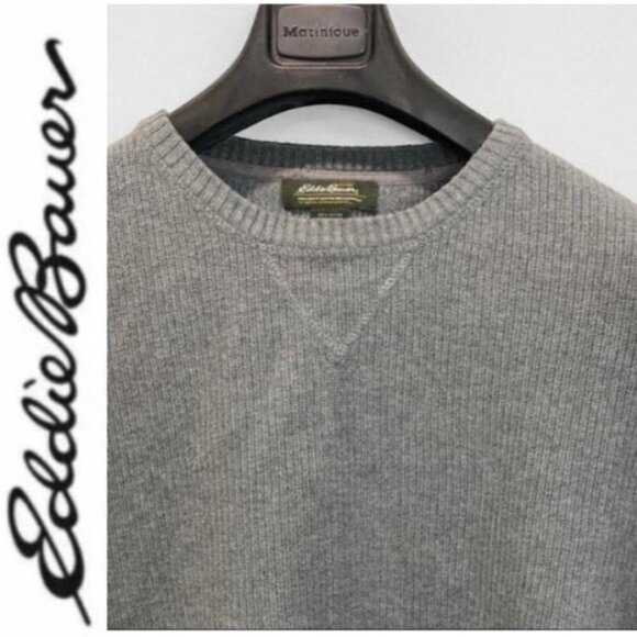 Eddie Bauer Grey Pullover Crewneck Sweater Large Tall - Picture 1 of 11